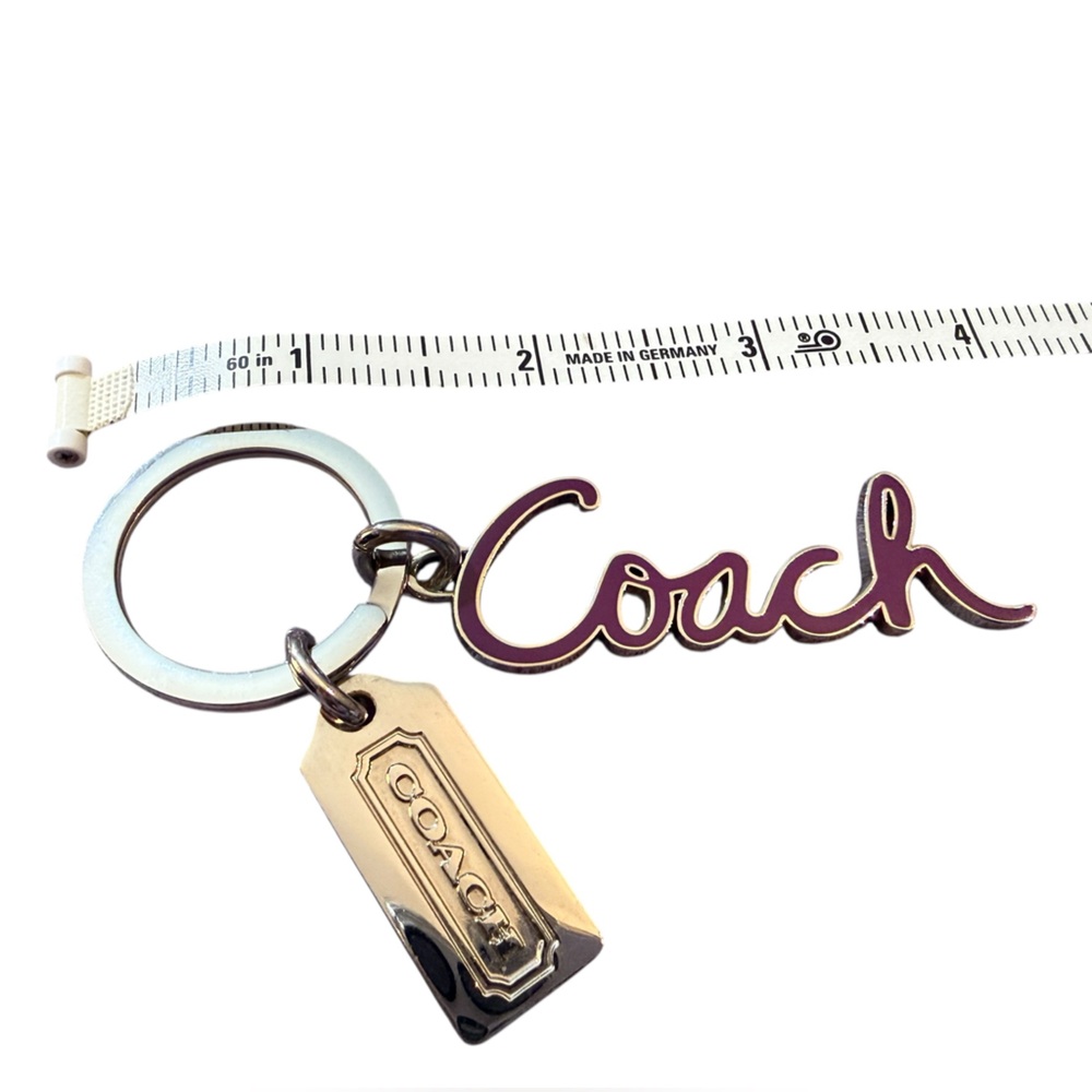 Coach Purple and Silver Script Logo Keychain - Picture 7 of 9